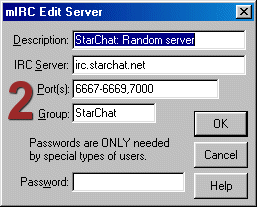 mIRC edit Server window