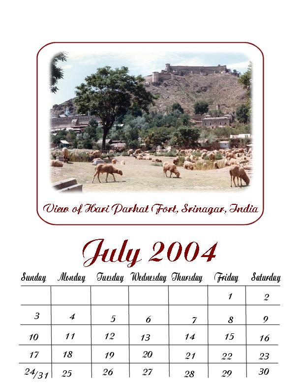 july calendar. Talbot Rose - July Calendar
