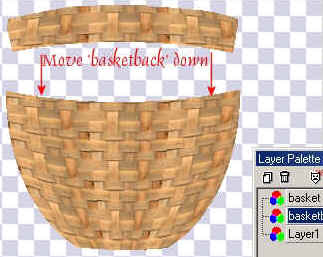Moving the upper (back piece) down to meet Basket Front