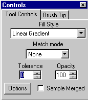 Control Flood Fill dialog box selections