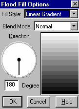 Flood Fill Linear Gradient dialog box selections
