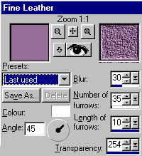 Fine Leather dialog box