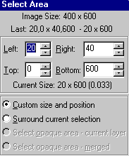 Select Area dialog box