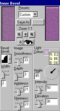 Inner Bevel dialog box