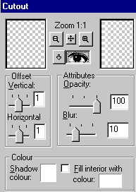 Cutout dialog box settings