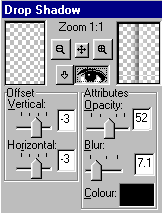 Drop Shadow dialog box settings
