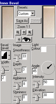 Inner Bevel dialog box