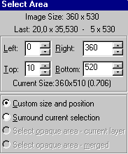 Select Area dialiog box