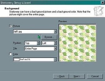 Choosing graphic for stationery background